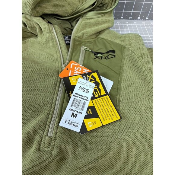Men's King's Camo XKG Covert Hunting Hoodie Medium Olive Zipper Pockets & Hood - Picture 3 of 10